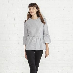 Lillian Blouse Black Pinstripe